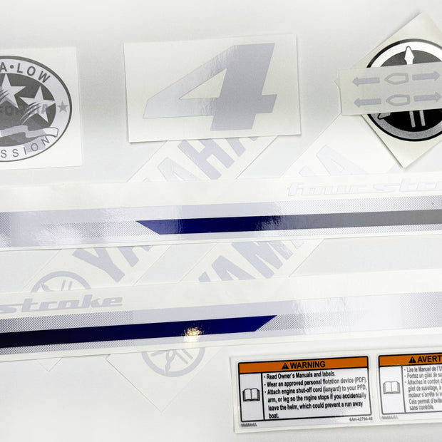 Vinyl graphic decals set suitable for Yamaha 4 hp four stroke outboard engine. Vinyl stickers kit for Yamaha 4 hp four stroke Handmade
