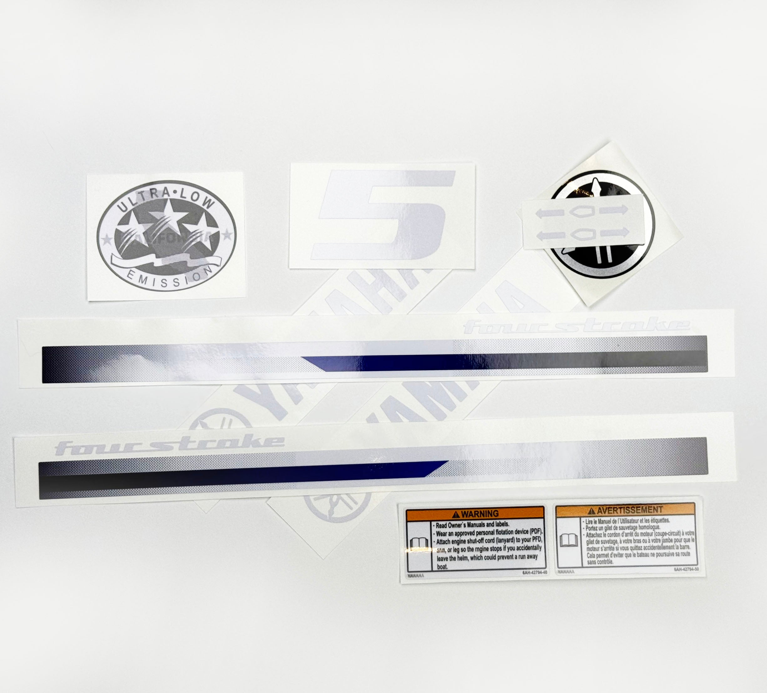 Vinyl graphic decals set suitable for Yamaha 5 hp four stroke outboard engine. Vinyl stickers kit for Yamaha 5 hp four stroke Handmade