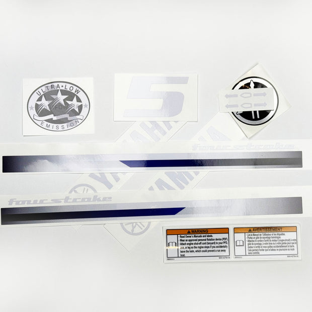 Vinyl graphic decals set suitable for Yamaha 5 hp four stroke outboard engine. Vinyl stickers kit for Yamaha 5 hp four stroke Handmade
