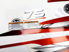 Vinyl graphic metalized silver red decals set suitable for Yamaha 75 hp two stroke outboard engine. Vinyl stickers kit for Yamaha 75 hp two stroke Handmade