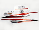Vinyl graphic metalized silver red decals set suitable for Yamaha 80 hp two stroke outboard engine. Vinyl stickers kit for Yamaha 80 hp two stroke Handmade