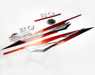 Vinyl graphic metalized silver red decals set suitable for Yamaha 80 hp two stroke outboard engine. Vinyl stickers kit for Yamaha 80 hp two stroke Handmade