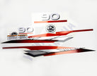 Vinyl graphic metalized silver red decals set suitable for Yamaha 90 hp two stroke outboard engine. Vinyl stickers kit for yamaha 90 hp two stroke Handmade