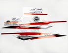 Vinyl graphic metalized silver red decals set suitable for Yamaha 55 hp two stroke outboard engine. Vinyl stickers kit for Yamaha 55 hp two stroke Handmade