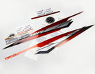 Vinyl graphic metalized silver red decals set suitable for Yamaha 55 hp two stroke outboard engine. Vinyl stickers kit for Yamaha 55 hp two stroke Handmade