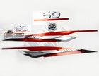 Vinyl graphic metalized silver red decals set suitable for Yamaha 60 hp two stroke outboard engine. Vinyl stickers kit for Yamaha 60 hp two stroke Handmade