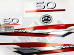 Vinyl graphic metalized silver red decals set suitable for Yamaha 60 hp two stroke outboard engine. Vinyl stickers kit for Yamaha 60 hp two stroke Handmade