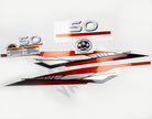 Vinyl graphic metalized silver red decals set suitable for Yamaha 50 hp two stroke outboard engine. Vinyl stickers kit for Yamaha 50 hp two stroke Handmade