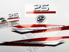 Vinyl graphic metalized silver red decals set suitable for Yamaha 25 hp two stroke outboard engine. Vinyl stickers kit for Yamaha 25 hp two stroke Handmade