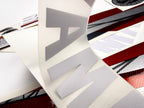 Vinyl graphic metalized silver red decals set suitable for Yamaha 75 hp two stroke outboard engine. Vinyl stickers kit for Yamaha 75 hp two stroke Handmade
