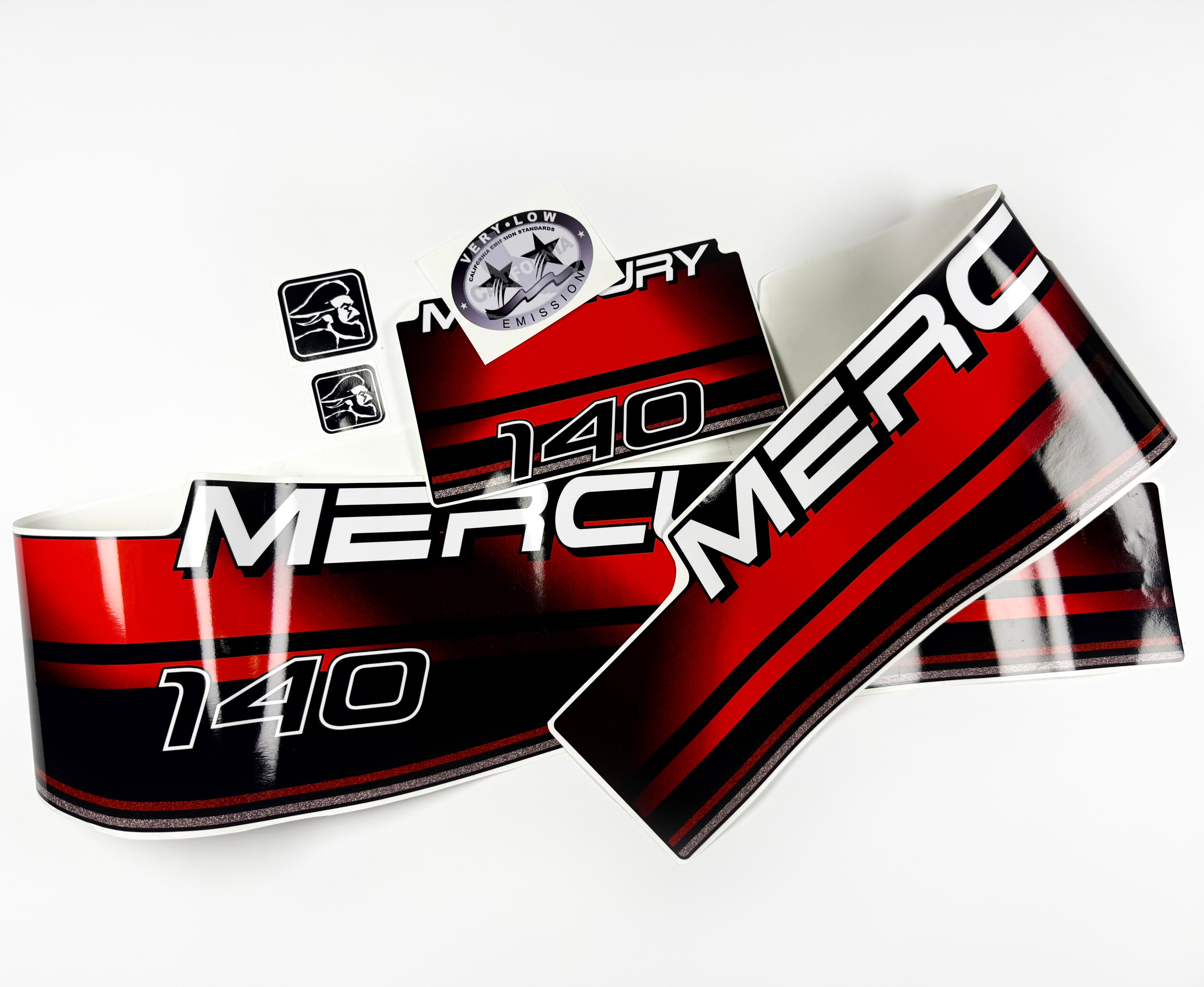 Vinyl graphic decals set suitable for Mercury 140 hp two stroke outboard engine. Vinyl stickers kit for Mercury 140 hp Handmade