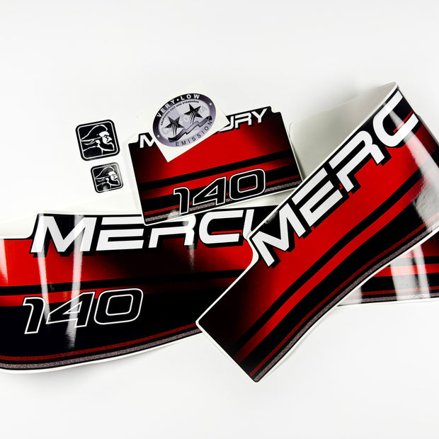 Vinyl graphic decals set suitable for Mercury 140 hp two stroke outboard engine. Vinyl stickers kit for Mercury 140 hp Handmade
