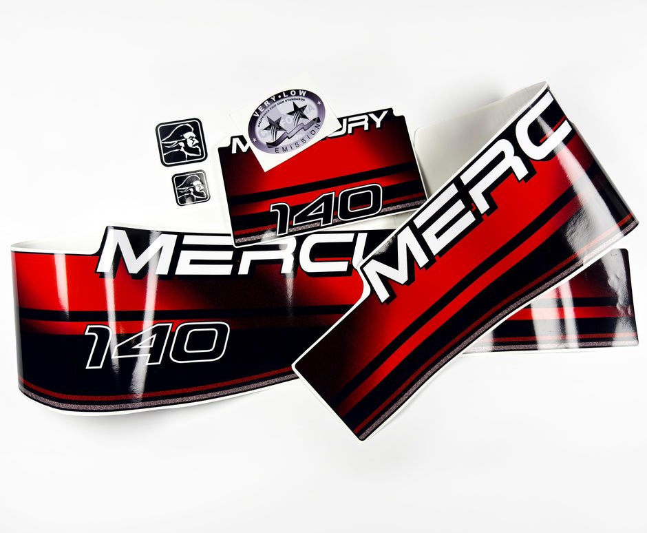 Vinyl graphic decals set suitable for Mercury 140 hp two stroke outboard engine. Vinyl stickers kit for Mercury 140 hp Handmade