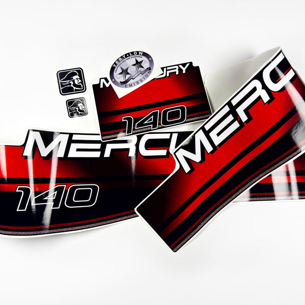 Vinyl graphic decals set suitable for Mercury 140 hp two stroke outboard engine. Vinyl stickers kit for Mercury 140 hp Handmade