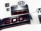 Vinyl graphic decals set suitable for Mercury 200 hp offshore two stroke outboard engine. Vinyl stickers kit for Mercury 200 hp