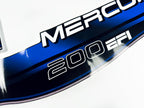 Vinyl blue graphic decals set suitable for Mercury EFI 200 hp two stroke outboard engine. Vinyl stickers kit for Mercury 200 electronic fuel injection  hp Handmade