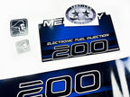 Vinyl blue graphic decals set suitable for Mercury EFI 200 hp two stroke outboard engine. Vinyl stickers kit for Mercury 200 electronic fuel injection  hp Handmade