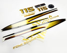 Vinyl graphic metalized gold decals set suitable for Yamaha 115 hp four stroke outboard engine. Vinyl stickers kit for Yamaha 115 hp four stroke Handmade