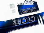 Vinyl blue graphic decals set suitable for Mercury EFI 200 hp two stroke outboard engine. Vinyl stickers kit for Mercury 200 electronic fuel injection  hp Handmade