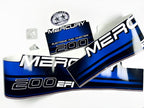 Vinyl blue graphic decals set suitable for Mercury EFI 200 hp two stroke outboard engine. Vinyl stickers kit for Mercury 200 electronic fuel injection  hp Handmade