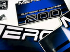 Vinyl blue graphic decals set suitable for Mercury EFI 200 hp two stroke outboard engine. Vinyl stickers kit for Mercury 200 electronic fuel injection  hp Handmade