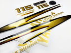 Vinyl graphic metalized gold decals set suitable for Yamaha 115 hp four stroke outboard engine. Vinyl stickers kit for Yamaha 115 hp four stroke Handmade