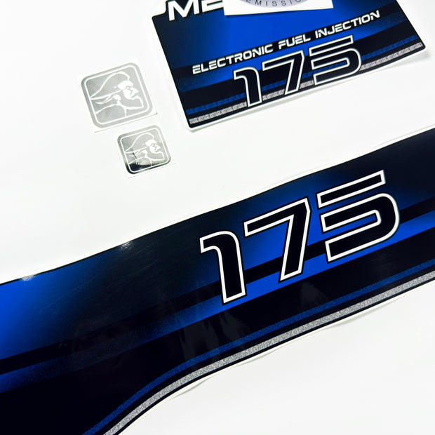 Vinyl blue graphic decals set suitable for Mercury EFI 175 hp two stroke outboard engine. Vinyl stickers kit for Mercury 175 electronic fuel injection  hp Handmade