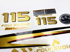 Vinyl graphic metalized gold decals set suitable for Yamaha 115 hp four stroke outboard engine. Vinyl stickers kit for Yamaha 115 hp four stroke Handmade