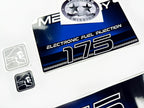 Vinyl blue graphic decals set suitable for Mercury EFI 175 hp two stroke outboard engine. Vinyl stickers kit for Mercury 175 electronic fuel injection  hp Handmade