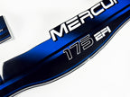 Vinyl blue graphic decals set suitable for Mercury EFI 175 hp two stroke outboard engine. Vinyl stickers kit for Mercury 175 electronic fuel injection  hp Handmade