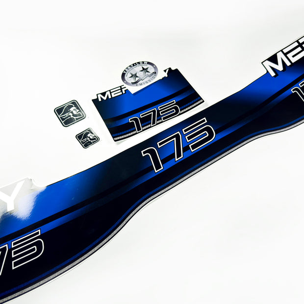 Vinyl blue graphic decals set suitable for Mercury 175 hp two stroke outboard engine. Vinyl stickers kit for Mercury 175 hp Handmade