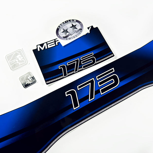 Vinyl blue graphic decals set suitable for Mercury 175 hp two stroke outboard engine. Vinyl stickers kit for Mercury 175 hp Handmade