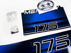 Vinyl blue graphic decals set suitable for Mercury 175 hp two stroke outboard engine. Vinyl stickers kit for Mercury 175 hp Handmade