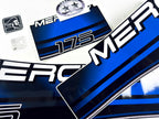 Vinyl blue graphic decals set suitable for Mercury 175 hp two stroke outboard engine. Vinyl stickers kit for Mercury 175 hp Handmade