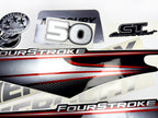 Vinyl graphic silver shimmer decals set suitable for Mercury 50 hp four stroke outboard engine. Vinyl silver shimmer stickers kit for Mercury 50 hp four stroke Handmade
