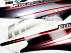 Vinyl graphic silver shimmer decals set suitable for Mercury 50 hp four stroke outboard engine. Vinyl silver shimmer stickers kit for Mercury 50 hp four stroke Handmade