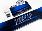 Vinyl blue graphic decals set suitable for Mercury 150 hp two stroke outboard engine. Vinyl stickers kit for Mercury 150 hp Handmade