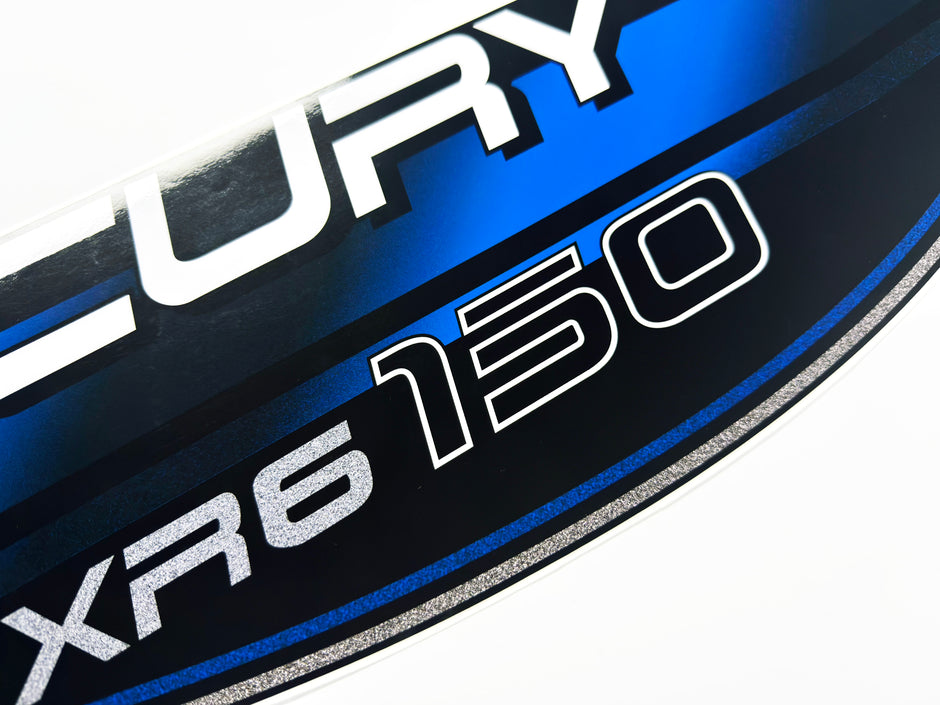Vinyl blue graphic decals set suitable for Mercury 150 hp XR6 two stroke outboard engine. Vinyl stickers kit for Mercury 150 hp Handmade