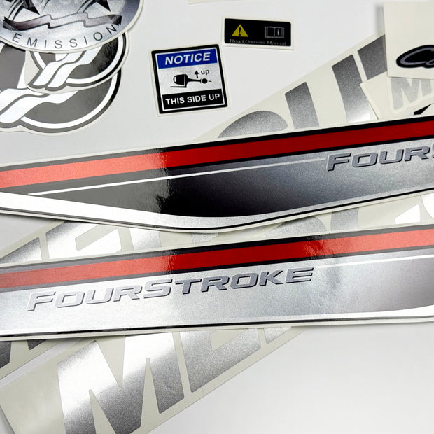 Vinyl graphic silver shimmer decals set suitable for Mercury 40 hp four stroke outboard engine. Vinyl silver shimmer stickers kit for Mercury 40 hp four stroke Handmade