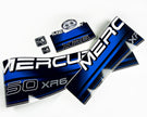 Vinyl blue graphic decals set suitable for Mercury 150 hp XR6 two stroke outboard engine. Vinyl stickers kit for Mercury 150 hp Handmade