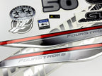 Vinyl graphic silver shimmer decals set suitable for Mercury 50 hp four stroke outboard engine. Vinyl silver shimmer stickers kit for Mercury 50 hp four stroke Handmade
