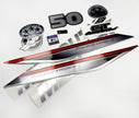Vinyl graphic silver shimmer decals set suitable for Mercury 50 hp four stroke outboard engine. Vinyl silver shimmer stickers kit for Mercury 50 hp four stroke Handmade