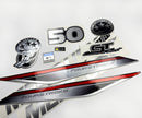 Vinyl graphic silver shimmer decals set suitable for Mercury 50 hp four stroke outboard engine. Vinyl silver shimmer stickers kit for Mercury 50 hp four stroke Handmade
