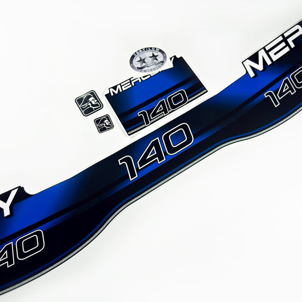 Vinyl blue graphic decals set suitable for Mercury 140 hp two stroke outboard engine. Vinyl stickers kit for Mercury 140 hp Handmade