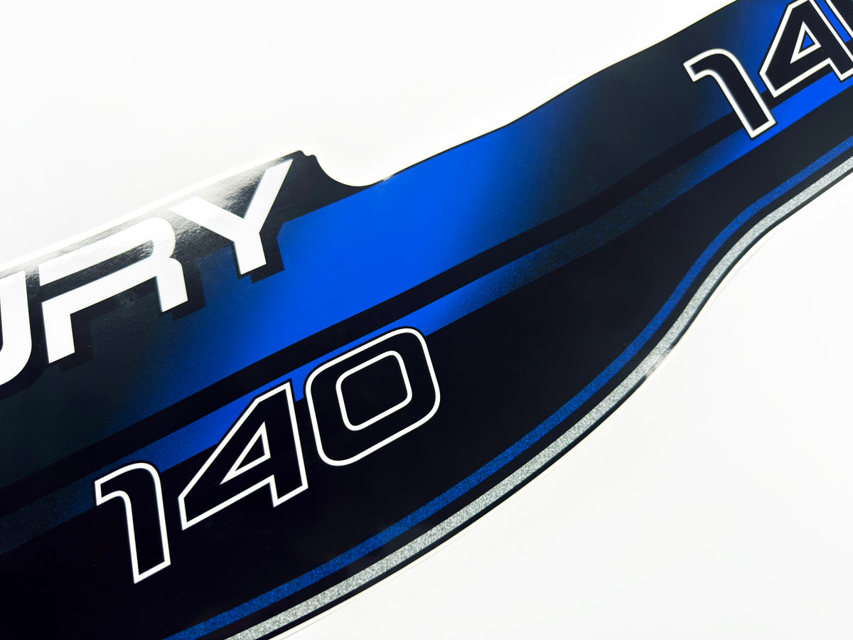 Vinyl blue graphic decals set suitable for Mercury 140 hp two stroke outboard engine. Vinyl stickers kit for Mercury 140 hp Handmade