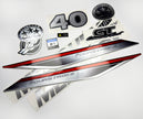 Vinyl graphic silver shimmer decals set suitable for Mercury 40 hp four stroke outboard engine. Vinyl silver shimmer stickers kit for Mercury 40 hp four stroke Handmade