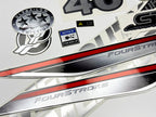 Vinyl graphic silver shimmer decals set suitable for Mercury 40 hp four stroke outboard engine. Vinyl silver shimmer stickers kit for Mercury 40 hp four stroke Handmade