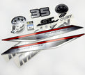 Vinyl graphic silver shimmer decals set suitable for Mercury 35 hp four stroke outboard engine. Vinyl silver shimmer stickers kit for Mercury 35 hp four stroke Handmade