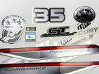 Vinyl graphic silver shimmer decals set suitable for Mercury 35 hp four stroke outboard engine. Vinyl silver shimmer stickers kit for Mercury 35 hp four stroke Handmade