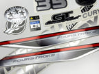 Vinyl graphic silver shimmer decals set suitable for Mercury 35 hp four stroke outboard engine. Vinyl silver shimmer stickers kit for Mercury 35 hp four stroke Handmade